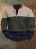 Men's Retro Christmas Print Zip Collar Sweatshirt elevenforest