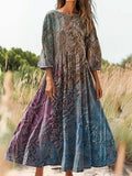 Women's Art Painting Hippie Print Long Sleeve Dress