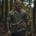 Men's Vintage Viking Symbol Linen V-neck Shirt artswardrobe