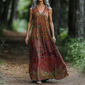 Women's Art Painting Ethnic Retro Print V-Neck Vest Dress