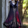 Women's Vintage Viking Tree Of Life Casual Comfort Sleeveless Dress artswardrobe