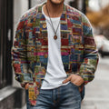 Vintage Colorful Color Block Stitching Button Cardigan Sweater elevenforest