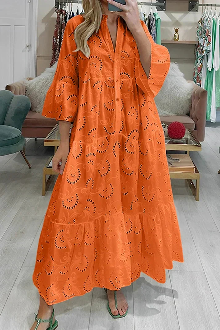 KS | Elegant dress with embroidered eyelets