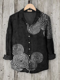 Comstylish Sea Waves Ripples Japanese Lino Art Linen Blend Blouse
