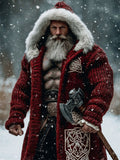 Comstylish Men's Viking Santa Claus Celtic Cozy Fur Trim Long Cardigan