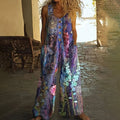 Women's Floral Art Print Wide Leg Jumpsuit artswardrobe