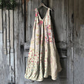 Comstylish Vintage Patchwork Floral Art Linen Tank Dress