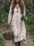 Vintage Lace Women's Linen Maxi Dress artswardrobe