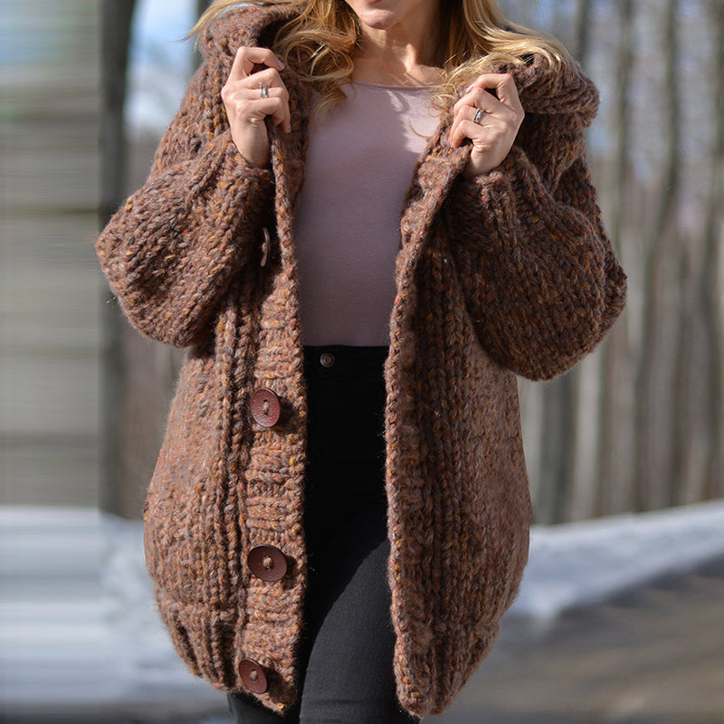 Vintage Chunky Knitting Buttons Sweater Cardigan artswardrobe