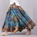 Vintage Bohemian Floral Geometric Patchwork Linen Skirt artswardrobe