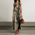 Women's Abstract Stripes Waves Art Sleeveless Dress artswardrobe