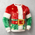 Comstylish Men's Fun Christmas Lights Color Block Crew Neck Plush Sweatshirt
