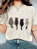 Cats Back View Embroidered Vintage Washed T Shirt elevenforest