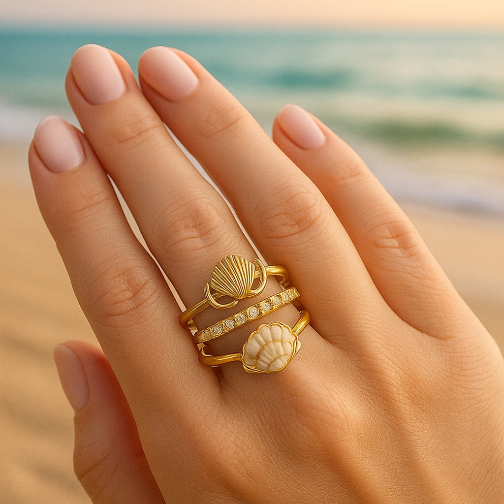 Shell Golden Ring Set