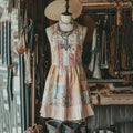 Women's Vintage Bohemian Floral Sleeveless Dress artswardrobe