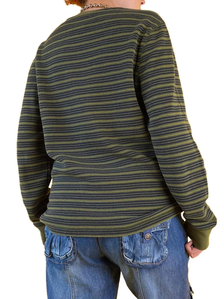 JO | MW - Striped long-sleeved shirt with round neckline