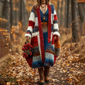 Women's  Patchwork Pattern Sweater Cardigan elevenforest