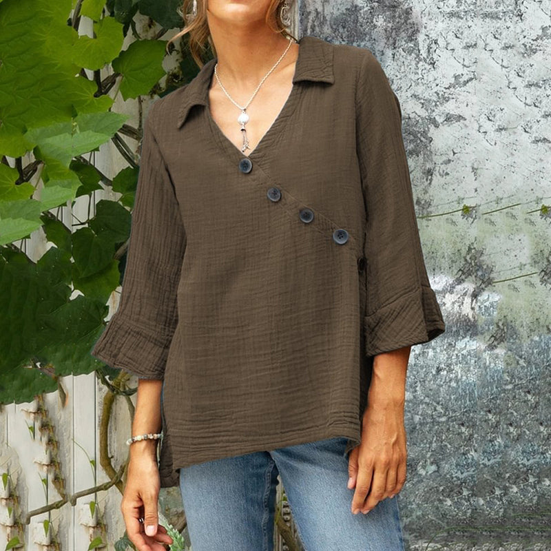 Women's Solid Color Linen Vintage Shirt artswardrobe