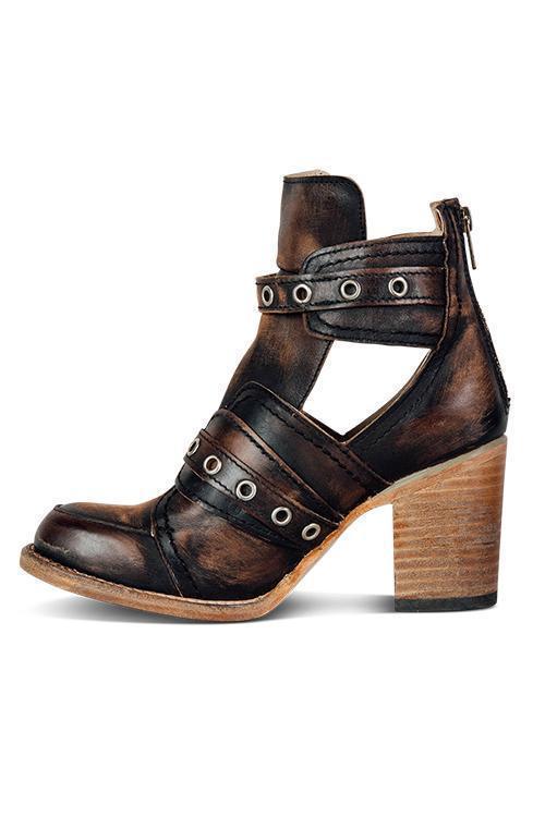 KS | Rustic ankle boot with block heels