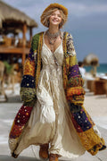 Women's Colorful Rainbow Patchwork Pattern Print Cardigan