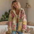 Women's Vintage Patchwork Floral Art Hooded Cardigan