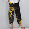 Comstylish Japanese Art Flower Print Loose Casual Pants