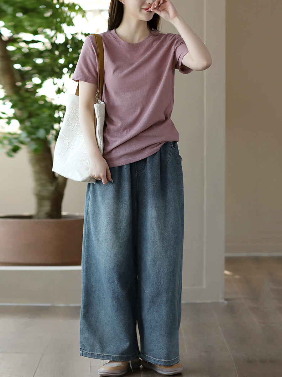 Soft Pocket Denim Straight-leg Pants