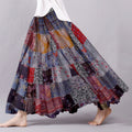 Vintage Floral Patchwork Pattern Flowy Wide Skirt artswardrobe