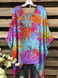 Women's colorful abstract floral print casual top