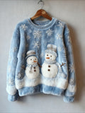 Comstylish Lovely Snowmen & Snowflakes Cozy Plush Sweatshirt