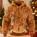 Comstylish Men's Ugly Christmas Pattern Flannel Hoodie