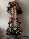 Women'S Retro Floral Pattern Pattern Cotton Dress