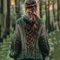 Women's Gradient Celtic Knot Retro Chunky Knit Hooded Cardigan elevenforest