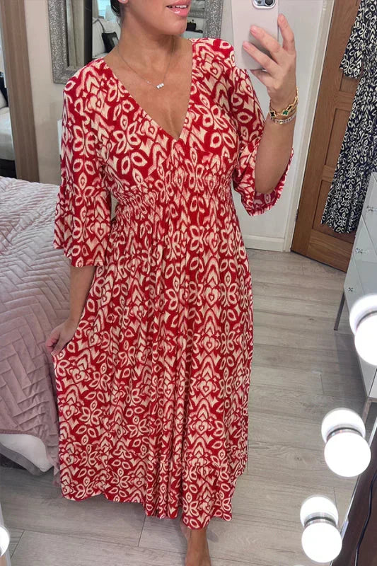KS | Casual floral dress with V-neckline