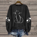 Women's Cute Cat Print Casual Sweatshirt elevenforest