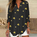 Comstylish Women's St. Patrick's Shamrock Print V-neck Linen Blend Blouse