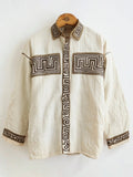 Greek Vintage Pattern Men's Linen Long Sleeve Shirt artswardrobe