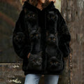 Comstylish Probe Cute Cat Flannel Hoodie