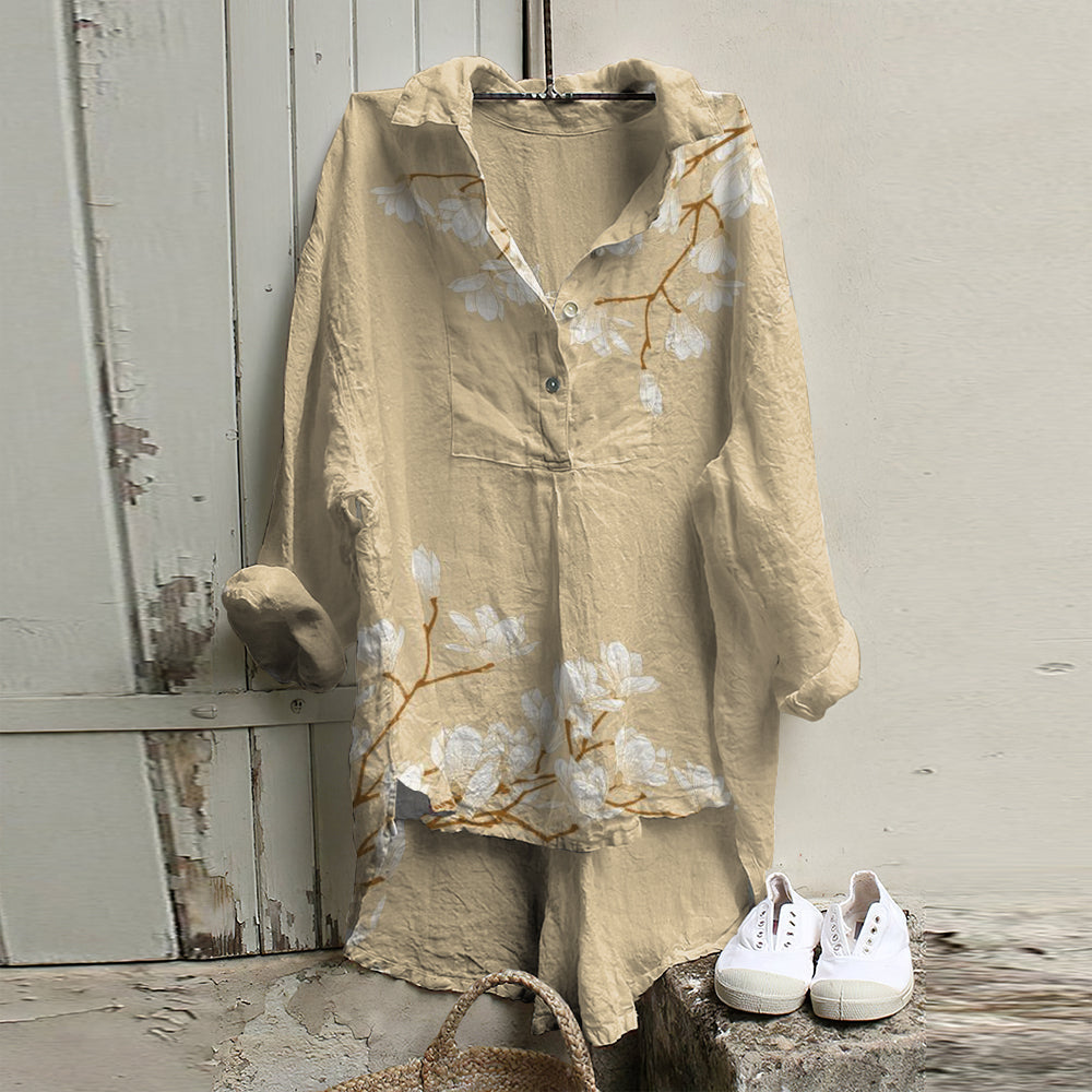 Comstylish Vintage Floral Art Woven Casual Tunic