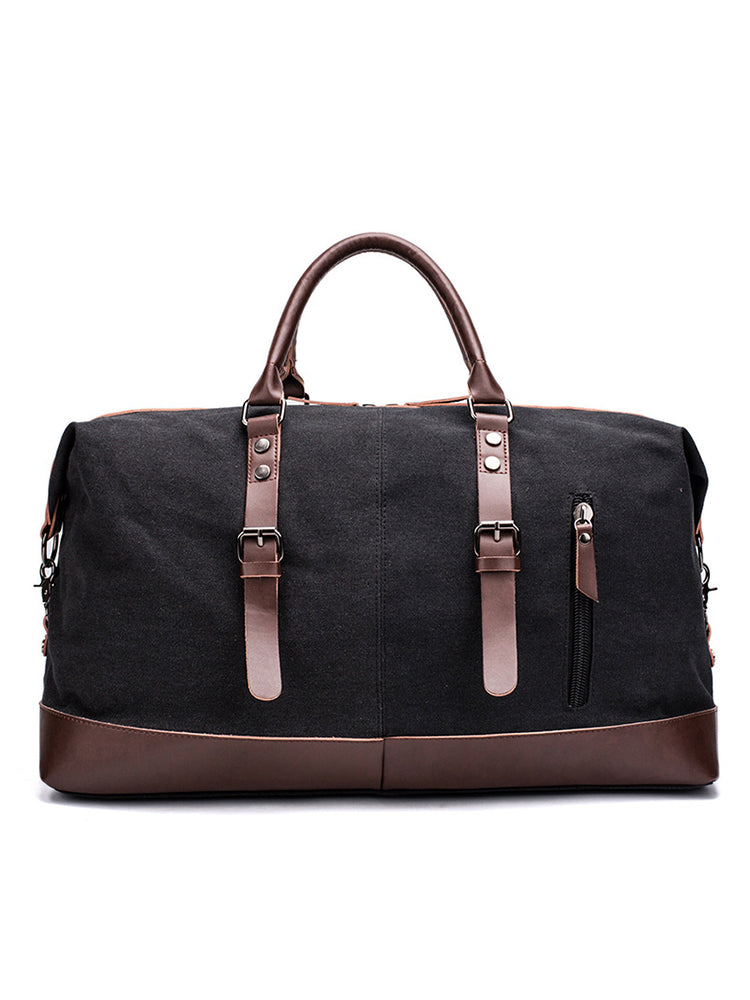 Vintage Washed Canvas Leather Patchwork Bag artswardrobe