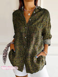 Women's Ethnic Art Print Casual Cotton Shirt