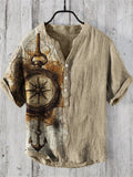 Men's Vintage Navigation Art Linen Shirt artswardrobe