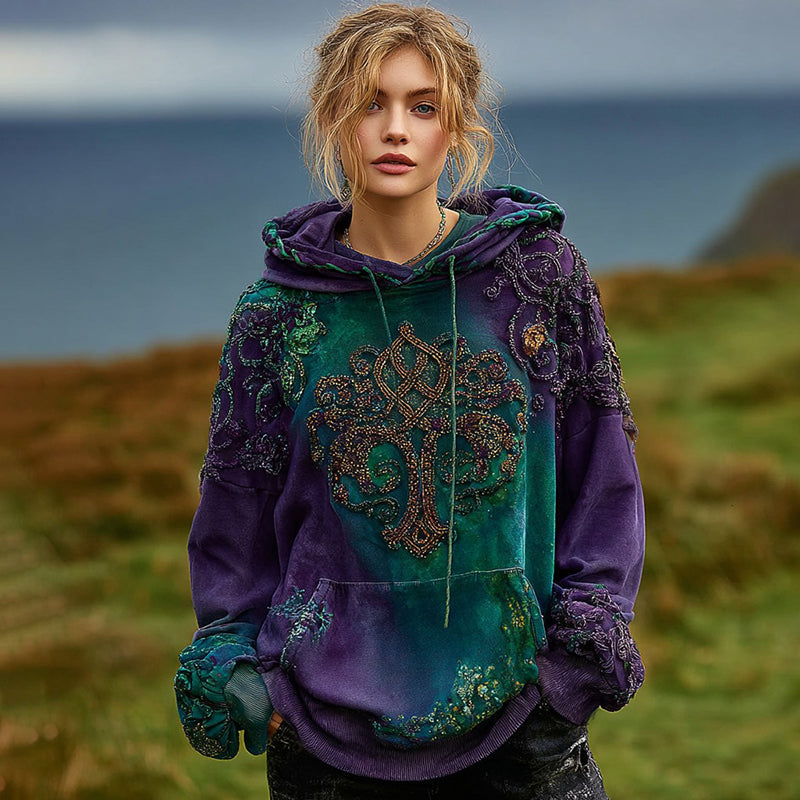 Women's Vintage Viking Celtic Knot Thermal Hoodie artswardrobe
