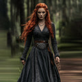 Vintage Viking Celtic Knot V Neck Long Sleeve Mixi Dress artswardrobe