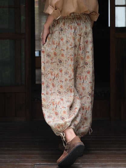 Summer Artsy Lacework Drawstring Linen Bloomers