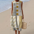 Vintage Loose Abstract Geometry Art Sleeveless Cotton And Linen Tank Dress artswardrobe