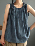 Comstylish Women's Simple Solid Color Linen Blended Tank Top