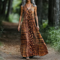 Women's Art Painting Ethnic Retro Print V-Neck Vest Dress