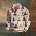 Comstylish Men's Vintage Christmas Tree Embroidered Comfy Sweatshirt