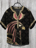 Vintage Egyptian Ra Print Men's Casual V-neck Shirt artswardrobe